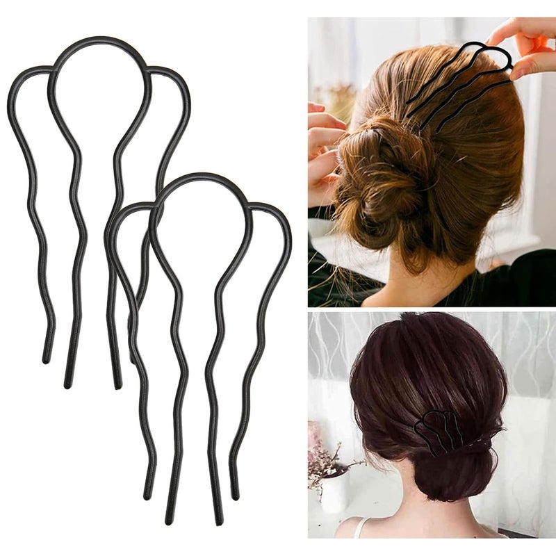 Vintage Metal U Shaped Hair Pins 10pcs Black Coating For Bun Updo Hairstyling - Image 4